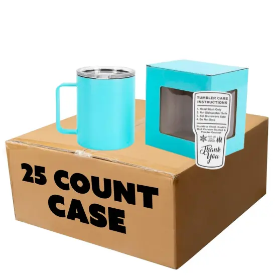 Makerflo 12 oz Powder Coated Camper Mug with Leak-Proof Clear Lid, Ideal for Craft and Personalization (Laser Engraving, UV DTF, Epoxy, and Vinyl) Teal {1}