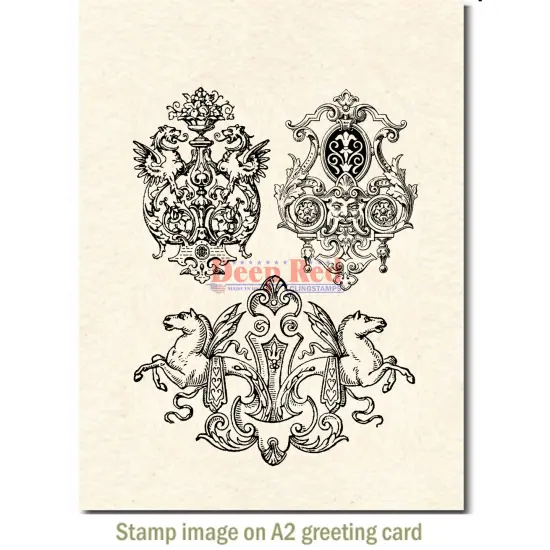 Deep Red Stamps Royal Crests Rubber Cling Stamp Collection {3}