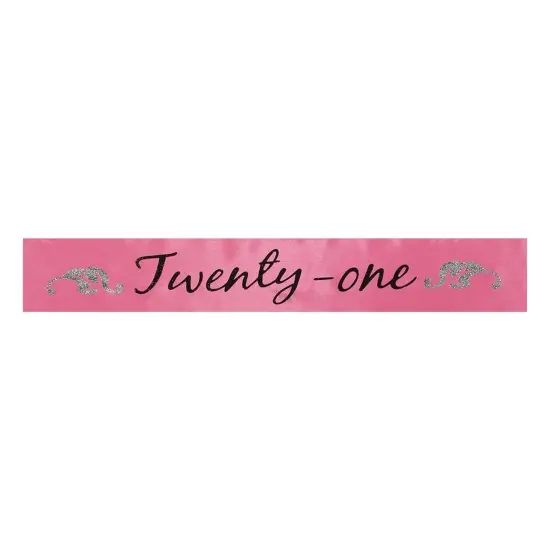 Birthday Sash "Twenty-One" Hot Pink One Size {1}