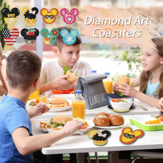 8 PCS Cartoon Diamond Art Painting Coasters Kit for Adults Kids Supplies {3}