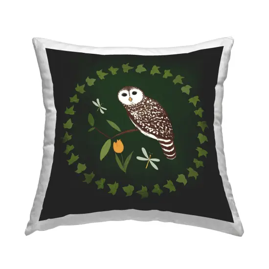 Stupell Industries Owl & Tulip Wreath Decorative Printed Throw Pillow Design by Michelle Ingari Designs, 18 x 7 x 18 {1}