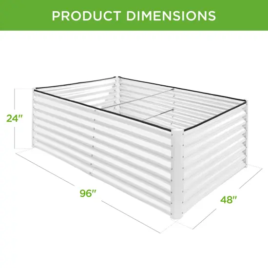 Best Choice Products 8x4x2ft Outdoor Metal Raised Garden Bed, Planter Box for Vegetables, Flowers, Herbs White {2}