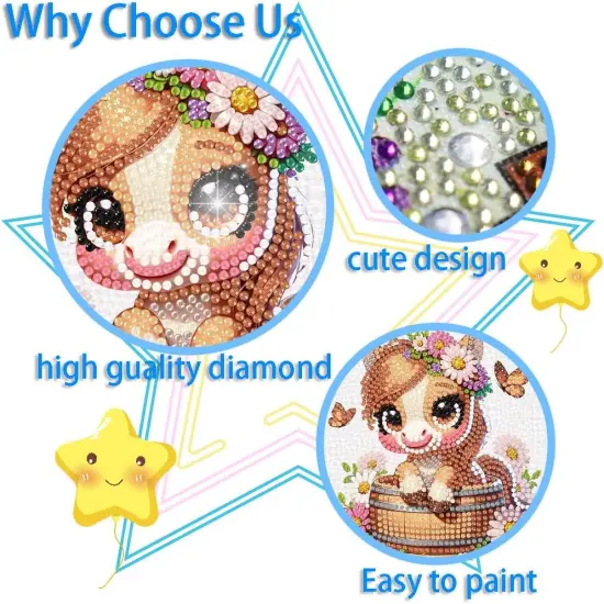 4 Pack 5D Animals Diamond Painting Kits for Kids- Crystal Diamond Art for Adults Kids, DIY Full Drill Animal Family Gem Art Picture {2}