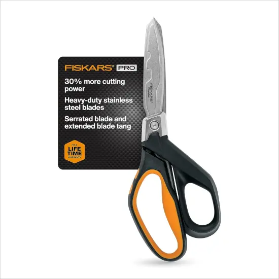 Pro PowerArc Shop Shears, Heavy Duty Stainless Steal Scissor, Industrial Grade Tool for Building and Construction, 10 in, Orange/Black {1}