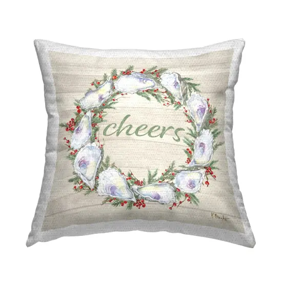 Stupell Industries Shells & Holly Cheers Outdoor Printed Throw Pillow Design by Paul Brent, 18 x 7 x 18 {1}