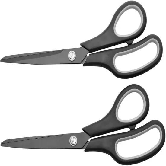 Scissors 8 Inch Soft Comfort-Grip Handles Sharp Titanium Blades, 2-Pack {1}
