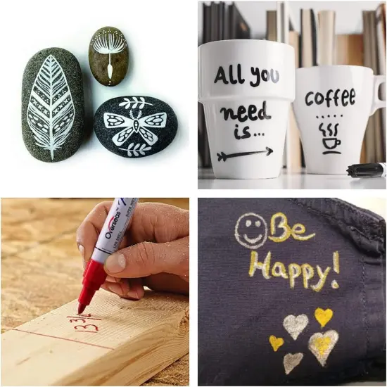 Permanent Paint Pens White Markers - 2 Pack Single color Oil Based Paint Markers {4}