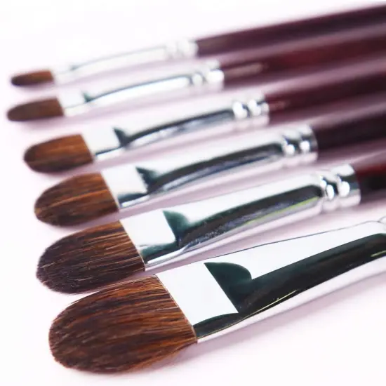 Red Sable Filbert Paint Brushes 6pcs for Watercolor, Acrylic, Oil, Tempera and Gouache Painting {1}