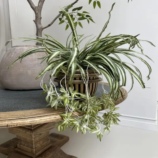 Artificial Chlorophytum Fake Spider Plant Decorative Silk Plant Indoor Wall Hanging Plants for Home Garden Verandah {1}