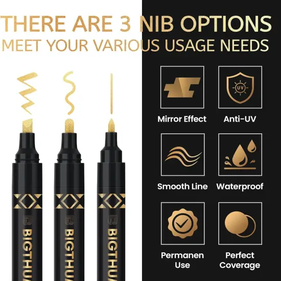 3Pcs Liquid Chrome Paint Markers, Gloss Mirror Marker, Oil-based Permanent Chrome Maker, Reflective Metallic Pen Markers {3}