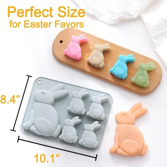 2-Pack Easter Bunny Chocolate Molds Set, 3D Cute Easter Bunny Silicone Mold for Baking Easter Treats Chocolate, Cake, Jelly, Fudge, Pudding {3}