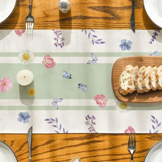 Vase Bloom Tulip Lavender Summer Table Runner, Seasonal Spring Kitchen Dining Table Decoration for Home Party Decor 13x72 Inch {3}