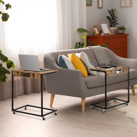 Side Table with Storage Basket, Sofa Side Table, Bedside Table, Bedside Table, Bookshelf C-Shaped Coffee Table, Living Room, Bedroom, Kitchen, Bathroom, Dining Room {4}