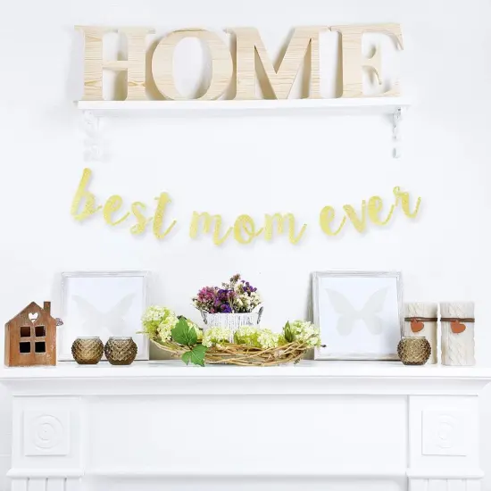 Best Mom Ever Gold Glitter Bunting Banner Mother's day {5}