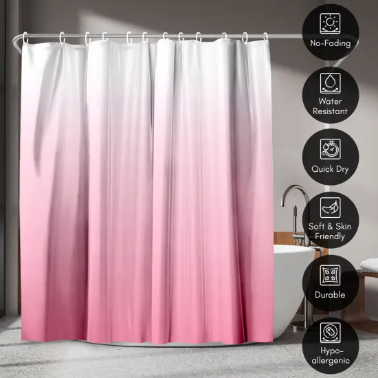 Americanflat 71x74 Ombre Pink Shower Curtain - Water Resistant - Polyester Fabric {4}