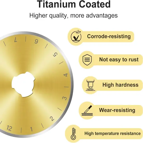Titanium Coated 15 Packs 45mm Rotary Cutter Blades 45mm Quilting supplies Rotary Cutter Blades for fabric by , compatible with ,Sharp and Durable {2}