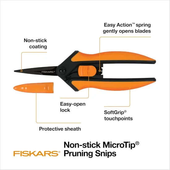 Pruning Snips - 6" Garden Shears with Comfort Grip and Spring Action - Sharp and Precise Non-Stick Steel Blades - Quality Pruning Shears for Plants in Grow Tents and Hydroponics - 2 Pack {2}
