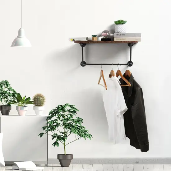 Wall-Mounted Coat Rack Shelf, Wall-Mounted Clothing Rack {6}