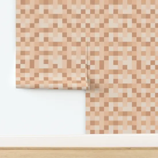 Peel & Stick Wallpaper 2FT Wide Pixelated Pixelation Censored Funny Tan Beige Custom Removable Wallpaper by Spoonflower {2}