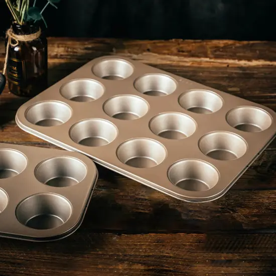 Muffin Pan, Cupcake Pan, Set of 2, 12-Cup Muffin Tin, Non-Stick Bakeware, Easy to Release and Clean, Baking Molds, Muffin Tray, Molds for Homemade Cupcakes & Muffins (Gold) {1}