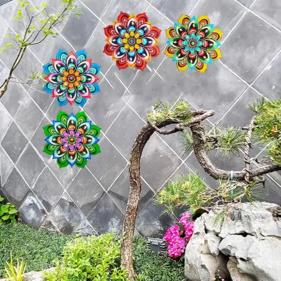 Metal Sunflower Wall Art Decorations - Handmade Outdoor Yard Garden and Indoor Outdoor Wall Decor, Creative Flower Hanging Set，Garden Decor for Outside {3}