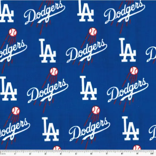 Licensed MLB Los Angeles Dodgers Blue Cotton 6642-B Fabric by the Yard {1}