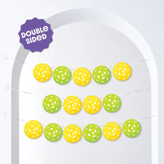 Big Dot of Happiness Pickleball Garland Banner, Let's Rally Birthday or Retirement Party Decorations Banner, 30 Feet of Cord, 15 Double-Sided Pickleballs {3}