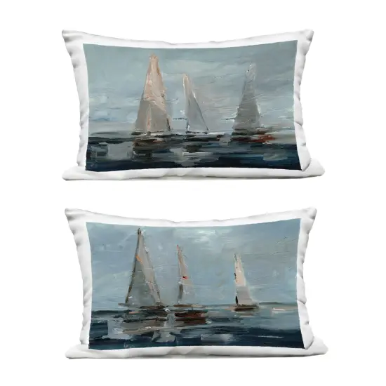 Stupell Industries Sailboat Seascape Impressions 2pc Outdoor Printed Throw Pillow Set Design by Ethan Harper, 14 x 7 x 20 {1}