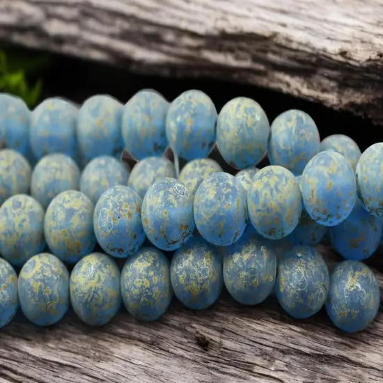 *10* 12mm Matte Capri Blue Travertine (Heavy) Round Druk Beads {4}