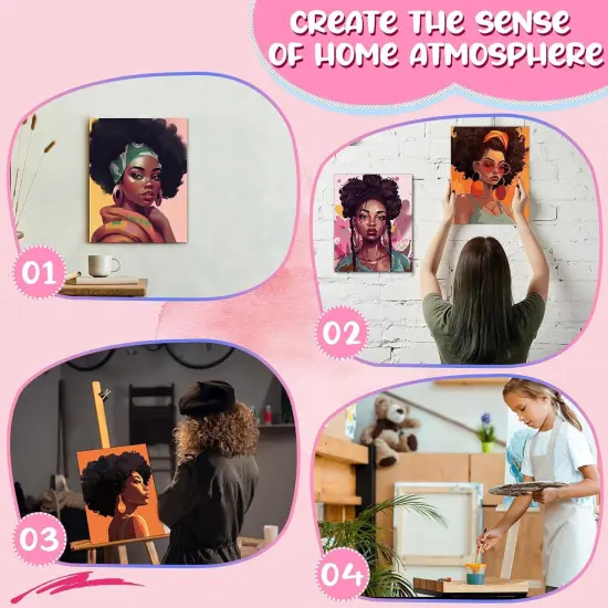 20 Pcs Stretched Pre Drawn Canvas Afro Queen Black Art(Vivid) {3}