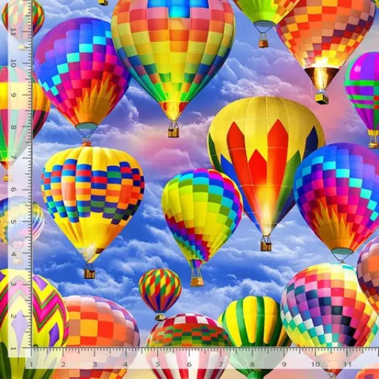 Hot Air Balloons Fiesta Cotton Fabric by the Yard {1}
