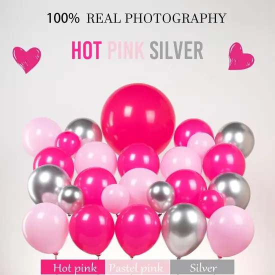 Hot pink and silver disco balloon(Hot Pink and Silver) {3}