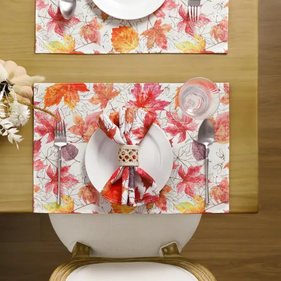 Set of 4 Fall Placemats - 12 x 18 Inch (Maple Leaf) {4}