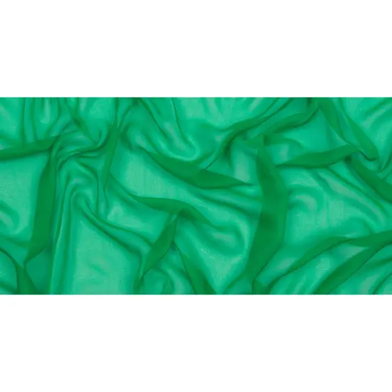 1 Yard Mood Designer Silk Chiffon Kelly Green Sheer Lightweight Fabric for Dresses & Scarves ,44 Inches Wide {2}
