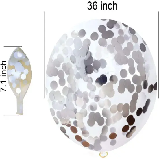 36 Inch Giant Confetti Balloons, Silver Latex Confetti Round Balloons for Birthdays Weddings Receptions Festival Party Decoration, Pack of 5 {3}