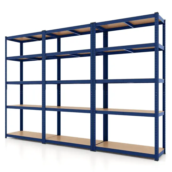 Costway 3 PCS 5 Tier Adjustable Garage Shelving Unit with 2000 lbs Max Load for Warehouse Black/Grey/Blue/Silver {9}