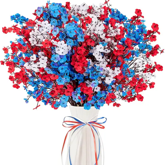27PCS 4th/Fourth of July Decorations Artificial Flowers Red White Blue Patriotic Picks Berry Stems Independent Day Decor for Home Vase Table Centerpieces {1}