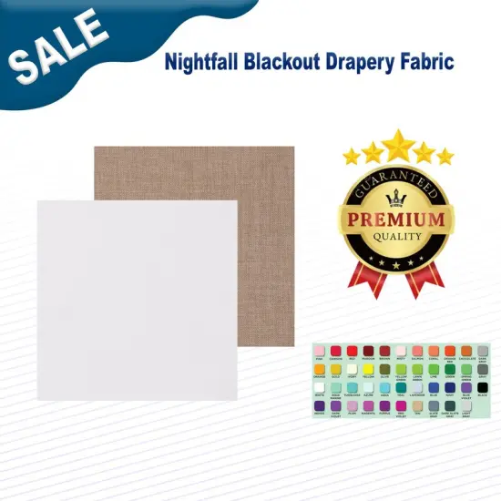 Nightfall Blackout Drapery Fabric 55" Width Angora {2}