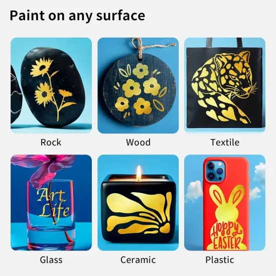 3 Gold Acrylic Paint Pens Markers, Dual Tip (Fine 1mm + Dot 5mm), for Rock Painting Fabric Canvas Glass Wood Ceramic Paper Eggs, Fabric Marker Ideal for Labeling DIY Crafts Art Projects {3}