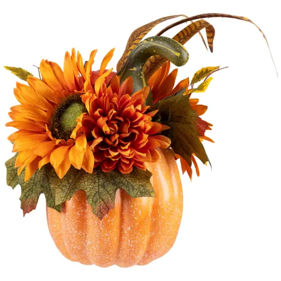 Northlight Sunflower and Gourds in Pumpkin Fall Harvest Decoration - 14.75" Orange {4}