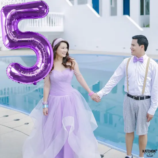 40 Inch | Mylar Purple Number 5 Balloon(purple) {6}