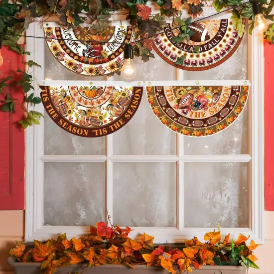 6 Pcs Fall Football Bunting Flag (	yellow) {4}