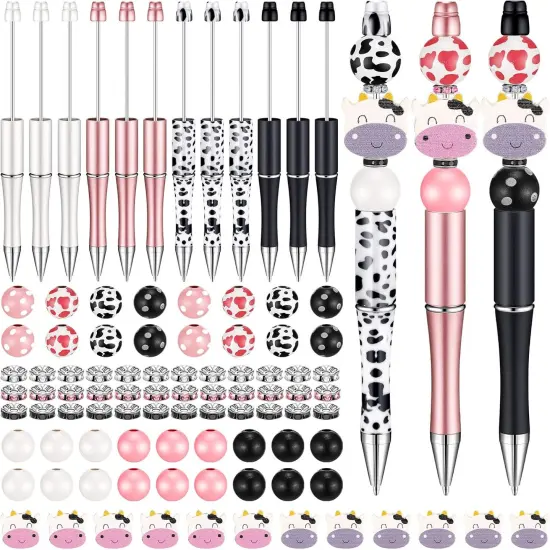 12 Set Plastic Beadable Pens Assorted Bead Pens {1}