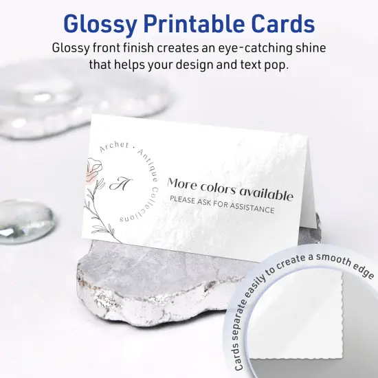 Avery Glossy White Tent Cards, 2" x 3-1/2" Rectangle {2}