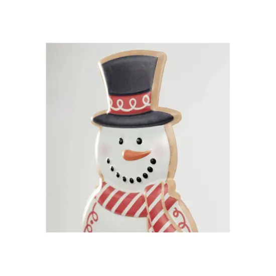 12" Metal Embossed Snowman Cookie: Red/White {2}