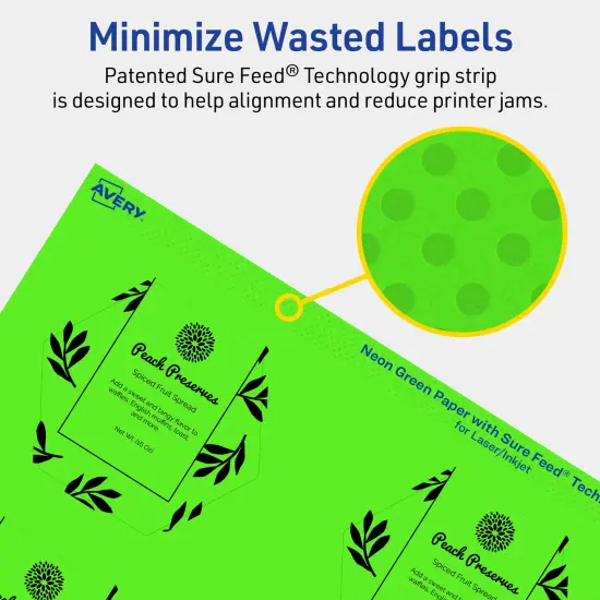 Avery Neon Green Paper Labels, 2-1/2" x 2-57/64" Hexagon {4}