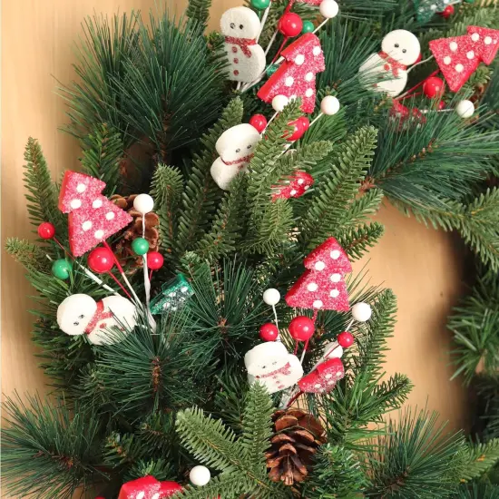 Set of 24: Assorted White Snowman Picks with Berries & Trees | Festive Holiday Decor | Trees, Wreaths, & Garlands | Christmas Picks | Home & Office Decor - 2024 Christmas Collection, Floral Home by Artificial Flowers {3}
