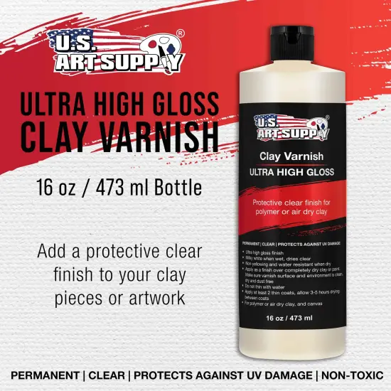 16 oz High Gloss Clear Acrylic Topcoat & Air Dry Clay Varnish - Acrylic Painting Protectant, Air Dry Clay Glaze for Polymer Clays, Ceramics, Pouring Paint Artworks and Sculptures {2}