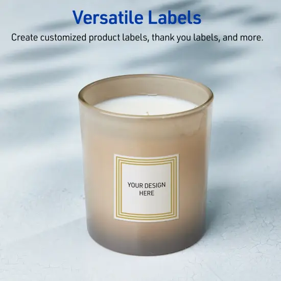 Avery Printable Square Labels, Gold Multi-Lined Border, 2" x 2", Matte White Square Labels, Permanent, Laser/Inkjet, 120ct, Great for Product Labels {6}