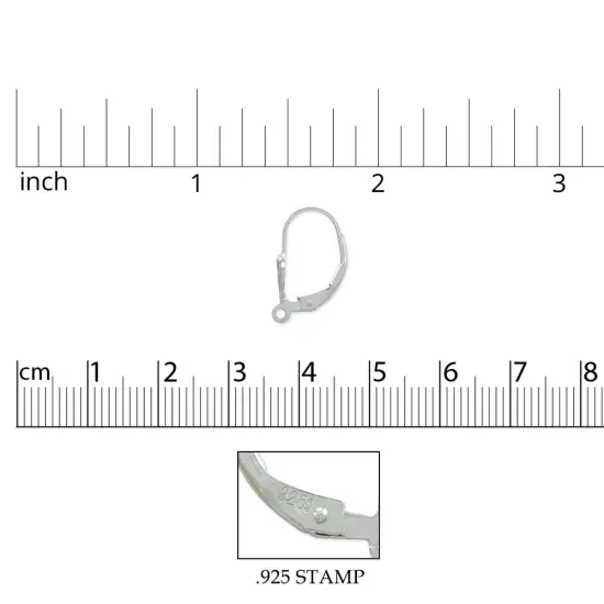 JewelrySupply Lever Back Earring with Fleur de Lis 16mm 925 Sterling Silver {3}